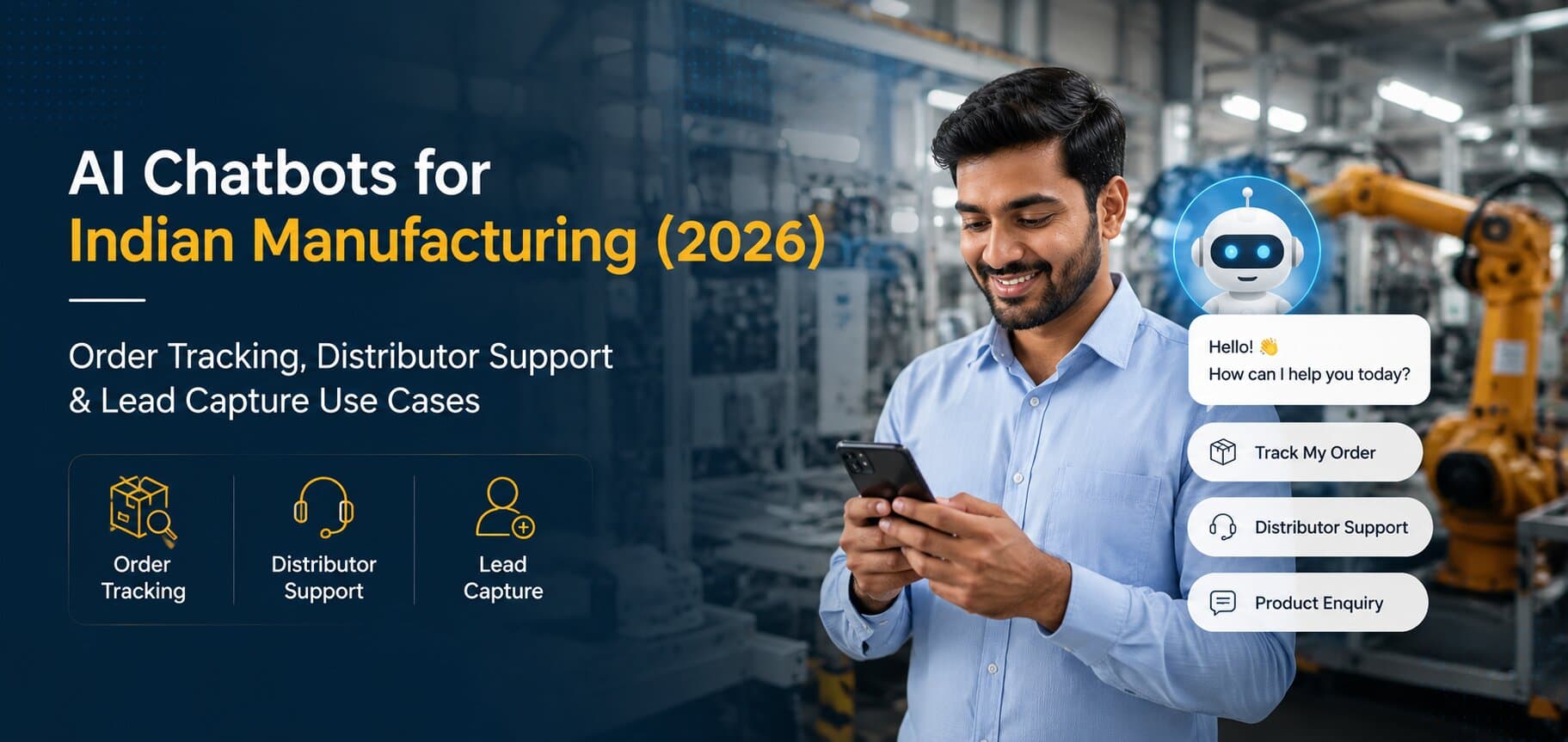 AI Chatbots for Indian Manufacturing (2026): Order Tracking, Distributor Support & Lead Capture Use Cases