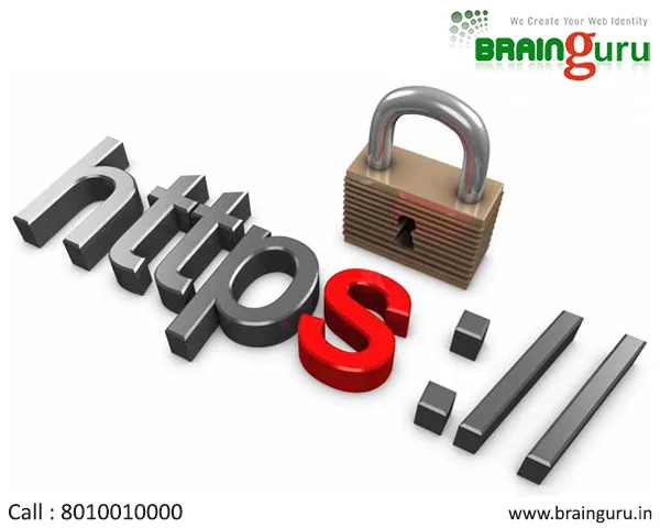 Illustration contrasting an insecure HTTP connection with a secure HTTPS padlock in the browser address bar