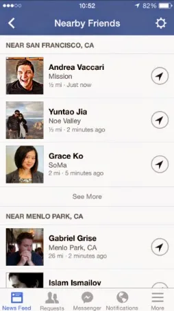 Smartphone showing a location-based nearby feature on a map, illustrating proximity and local-discovery marketing for businesses